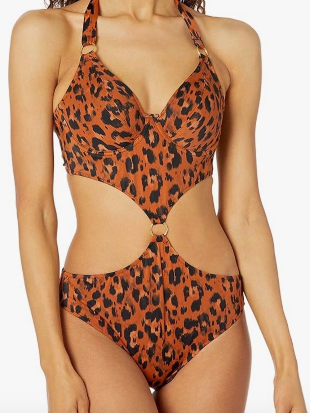NWT Freya Roar Instinct Animal Print Monokini One Piece Swimsuit Size 34DD